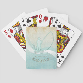 Beach House Nautical Fisherman Aqua Blue ID623 Playing Cards