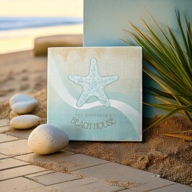 Beach House Nautical Starfish Aqua Blue ID623 Ceramic Tile (Creator Uploaded)