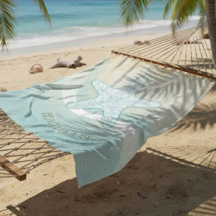 Beach House Nautical Starfish Aqua Blue ID623 Fleece Blanket