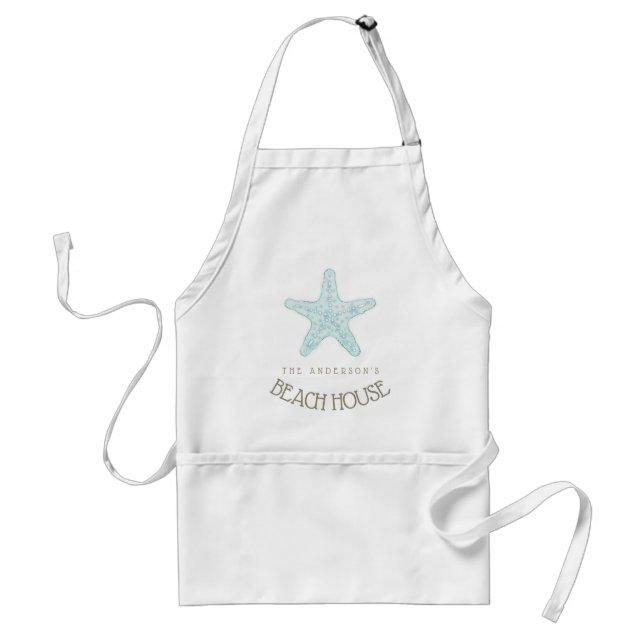Beach House Nautical Starfish Aqua Blue ID623 Standard Apron (Front)
