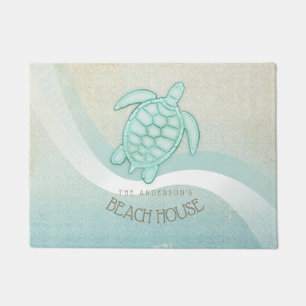Beach House Nautical Turtle Aqua Blue ID623 Doormat