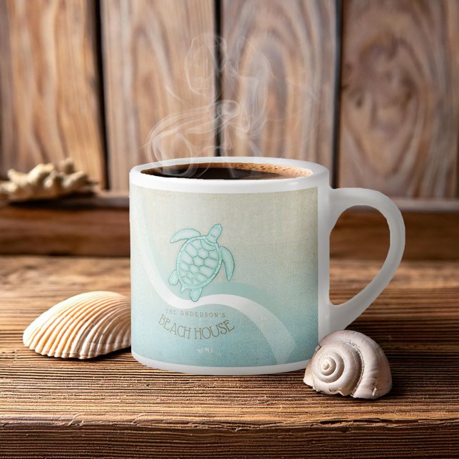 Beach House Nautical Turtle Aqua Blue ID623 Espresso Cup (Creator Uploaded)