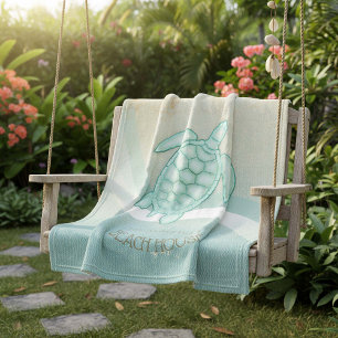 Beach House Nautical Turtle Aqua Blue ID623 Fleece Blanket