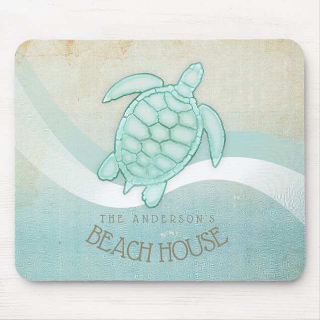 Beach House Nautical Turtle Aqua Blue ID623 Mouse Pad (Front)