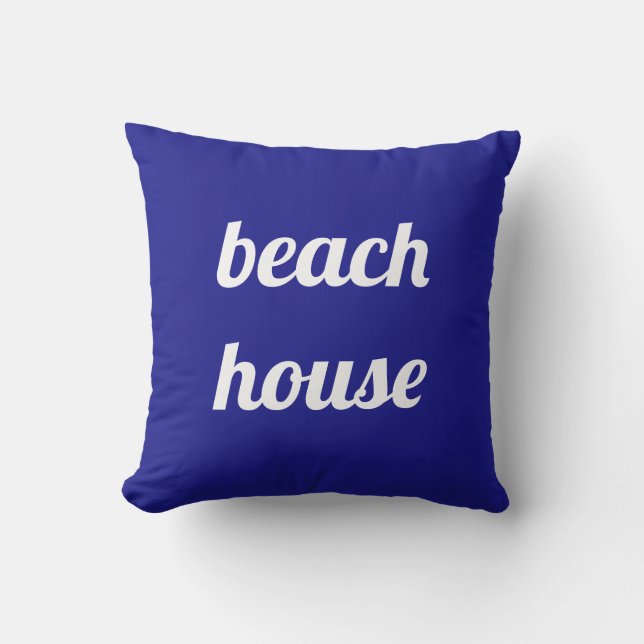 Beach House Nautical White Navy Blue Cute Summer Cushion (Front)
