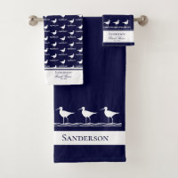 Beach house navy blue Sandpipers 