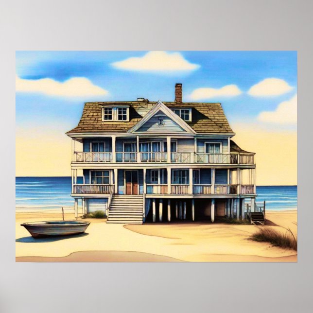 Beach House on the Sand Poster (Front)