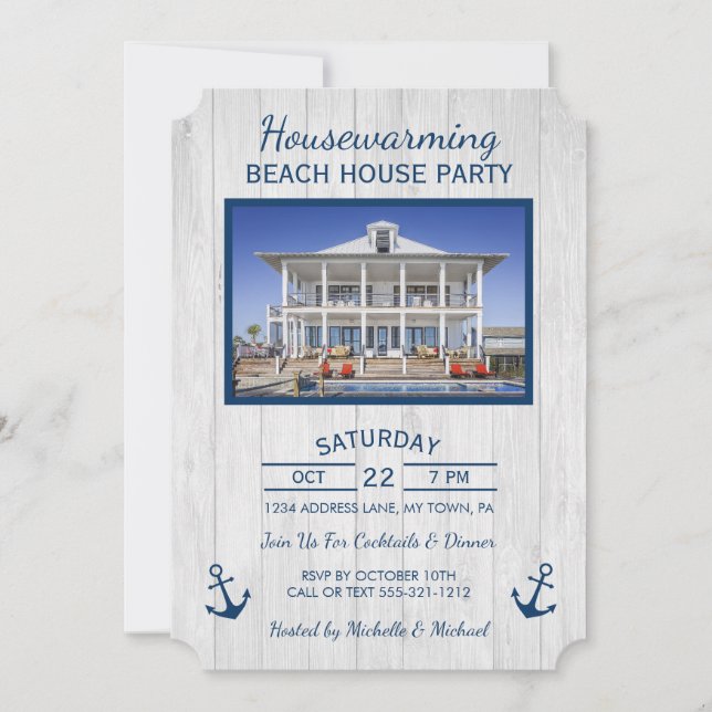 Beach House or Lake House Housewarming Invitation (Front)