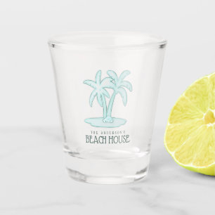 Beach House Palm Trees Aqua Blue ID623 Shot Glass