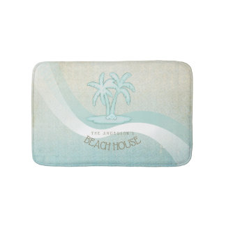 Beach House Palm Trees Aqua ID623 Bath Mat