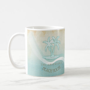 Beach House Palm Trees Aqua ID623 Coffee Mug