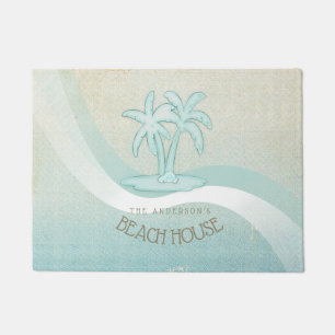 Beach House Palm Trees Aqua ID623 Doormat