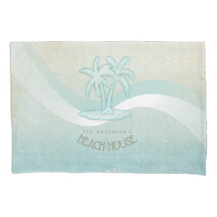 Beach House Palm Trees Aqua ID623 Pillowcase