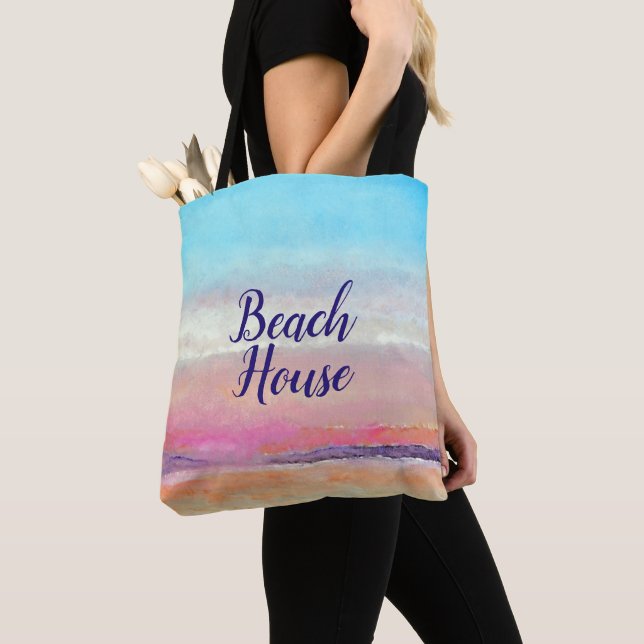 Beach House Pastel Sunset Tote (Close Up)