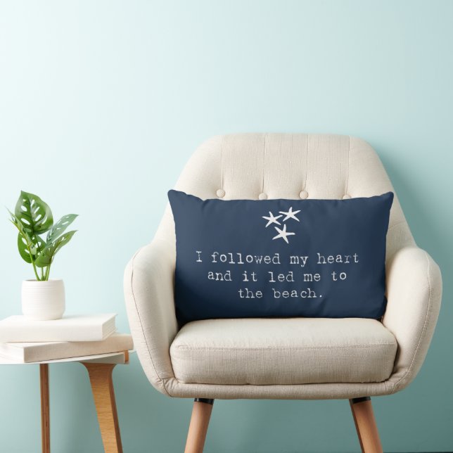 Beach House Quote Starfish Coastal Home Lumbar Cushion (Chair)