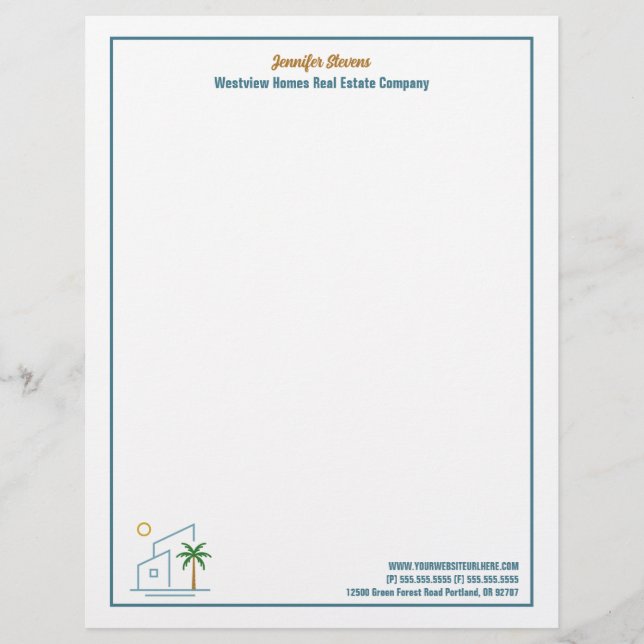 Beach House Real Estate Company Custom Realtor Custom Letterhead (Front)