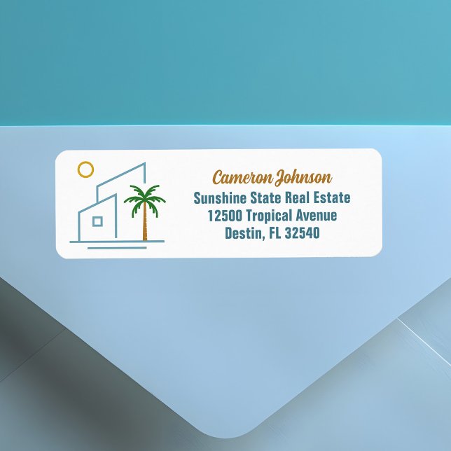 Beach House Real Estate Company Return Address Label (Creator Uploaded)