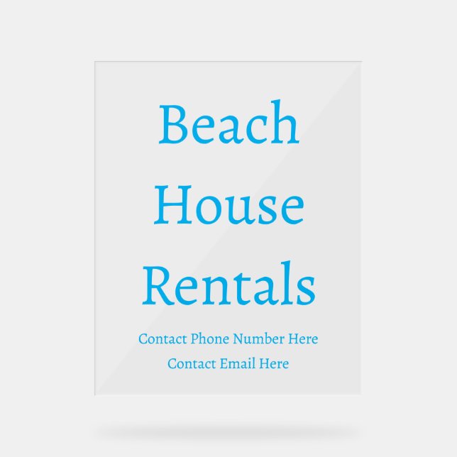 Beach House Rental Custom Typography Minimal Acrylic Sign (Front)