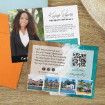 Beach House Rental Property Manager QR Code Photo Postcard<br><div class="desc">Easily personalise your own custom business cards for your property management, vacation rentals, apartment booking service, and more! All photos can be replaced with your own uploaded images, including personal agent photo as well as sample property photos. This template includes a customised QR code. Share, advertise, and make connections with...</div>