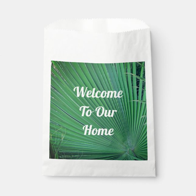 Beach House Rental Tropical Leaf Guest Welcome Favour Bag (Front)