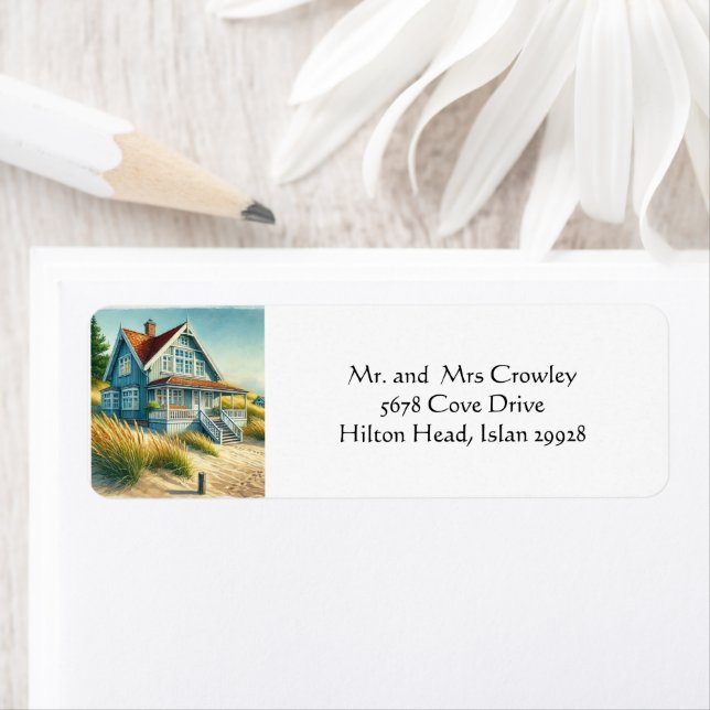 Beach House Return Address  Return Address Label (Insitu)