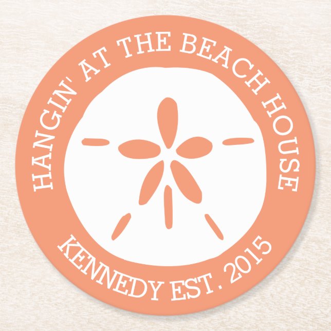 Beach House Round Paper Coaster (Front)
