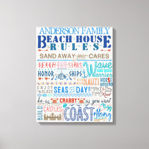 Beach House Rules Personalised Family Cottage Sign