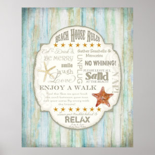 Beach House Rules Seashore Cottage Home Decor Art