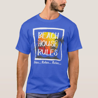 Beach House Rules Summer Vacation T Shirt Gift For