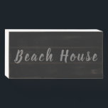 Beach House Rustic Dark Grey Black Trendy Cool Wooden Box Sign<br><div class="desc">Designed with text 'Beach House" in grey and black colour,  this is perfect for beach house decor. Edit the text or choose a different colour if you wish which you can easily do by customising the product.</div>
