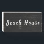 Beach House Rustic Light Grey Black Trendy Cool Wooden Box Sign<br><div class="desc">Designed with text 'Beach House" in light grey and black text,  this is perfect for beach house decor. Edit the text or choose a different colour if you wish which you can easily do by customising the product.</div>