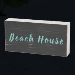 Beach House Rustic Teal Blue Trendy Elegant Modern Wooden Box Sign<br><div class="desc">Designed with text 'Beach House" in light teal blue and distressed white,  this is perfect for beach house decor. Edit the text or choose a different colour if you wish which you can easily do by customising the product.</div>