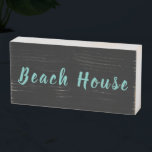 Beach House Rustic Teal Blue Trendy Elegant Modern Wooden Box Sign<br><div class="desc">Designed with text 'Beach House" in light teal blue and distressed white,  this is perfect for beach house decor. Edit the text or choose a different colour if you wish which you can easily do by customising the product.</div>