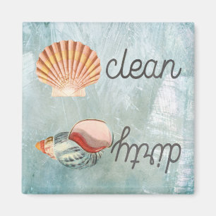 Beach House Sea Shells Dishwasher Clean Dirty Magnet
