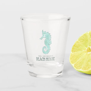 Beach House Seahorse Aqua Blue ID623 Shot Glass