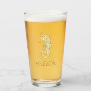Beach House Seahorse Gold ID623 Glass