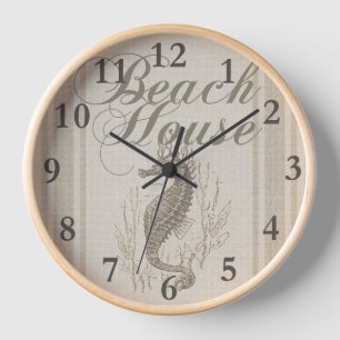 Beach House Seahorse Seashore Clock