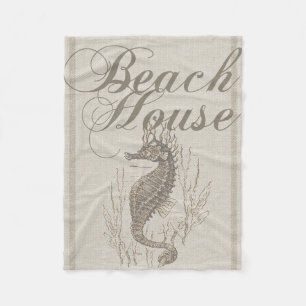 Beach House Seahorse Seashore Fleece Blanket