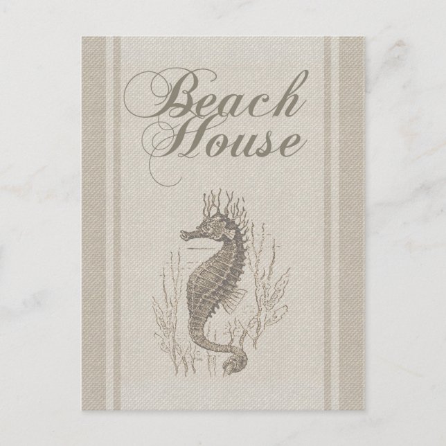 Beach House Seahorse Seashore Postcard (Front)