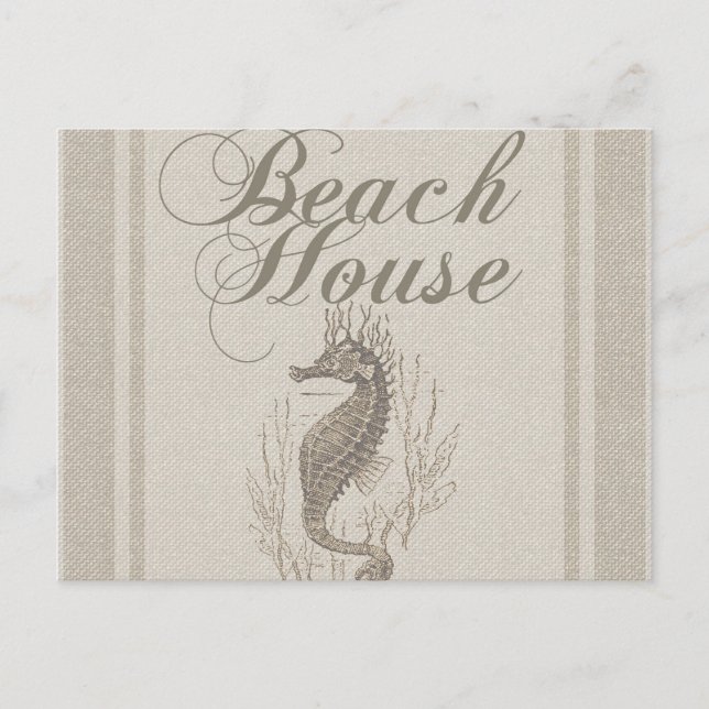 Beach House Seahorse Seashore Postcard (Front)