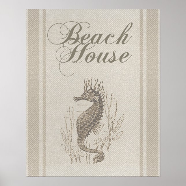 Beach House Seahorse Seashore Poster (Front)