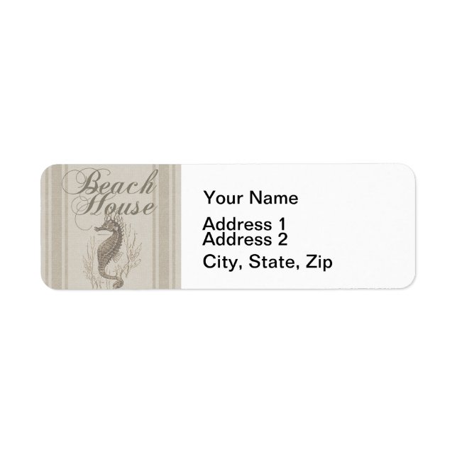 Beach House Seahorse Seashore Return Address Label (Front)
