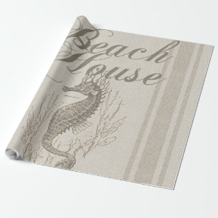 Beach House Seahorse Seashore Wrapping Paper