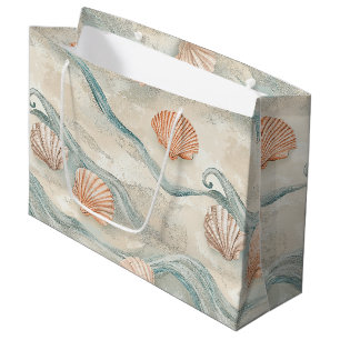 Beach House Seashell Pattern Large Gift Bag