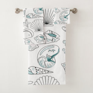 Beach House Shells White Bath Towel Set
