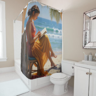 Beach House Shower Curtain With Custom Image
