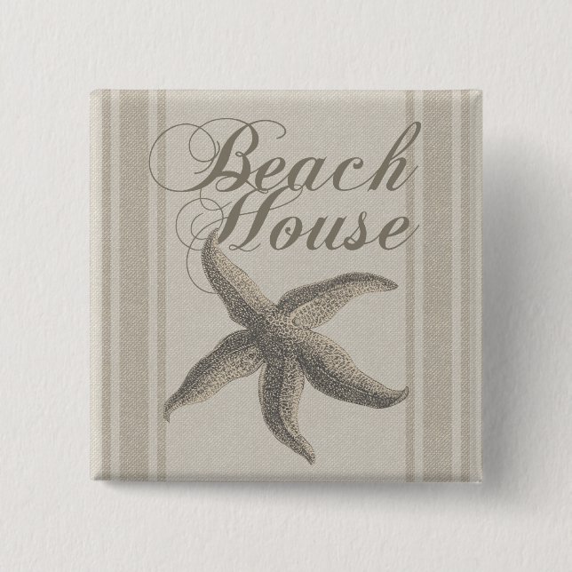 Beach House Starfish Artwork Summer 15 Cm Square Badge (Front)