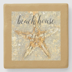 Beach House Starfish Theme Stone Coaster