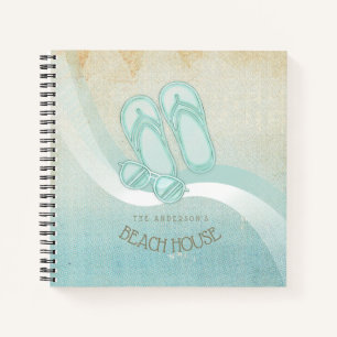 Beach House Sunglasses and Flip Flops Aqua ID623 Notebook