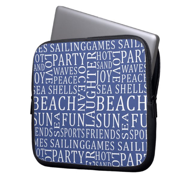 Beach House Typography laptop sleeves (Front Left)